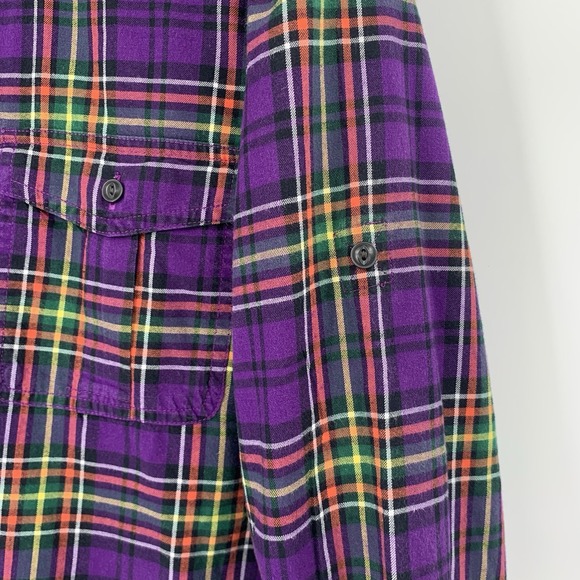 Lauren‎ Ralph Lauren Purple Plaid Long Sleeve Button Up Women's Shirt Size XL - Picture 9 of 9